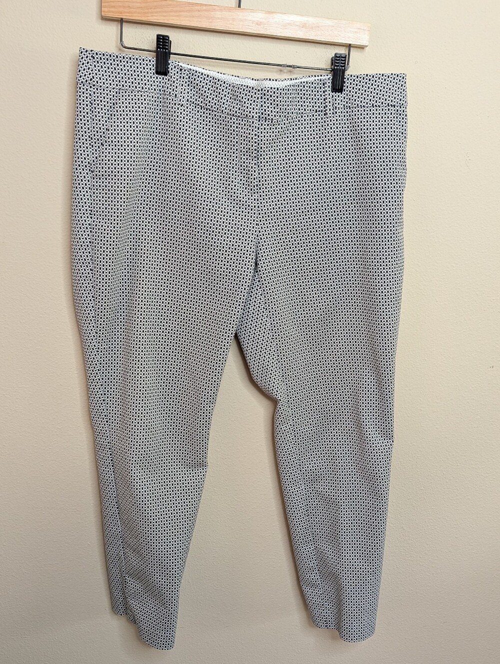 Willi Smith Geometric Print Cropped Trousers‎ Pants Size 14 Navy White